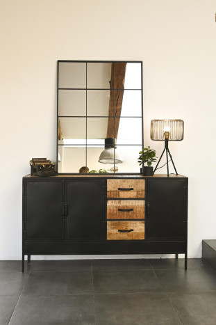Espejo  ventana negro 90 x 120 cm