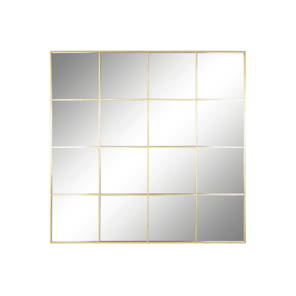 ESPEJO HIERRO CRISTAL 122X1X122 VENTANA DORADO
