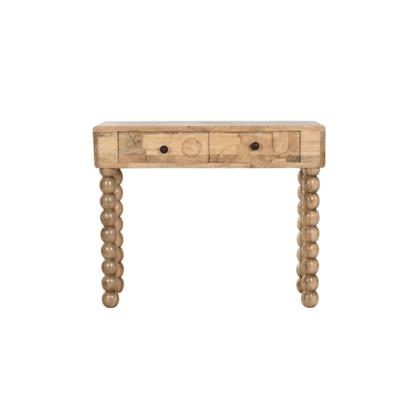 Consola de madera maciza con diseño original y carácter artesanal.