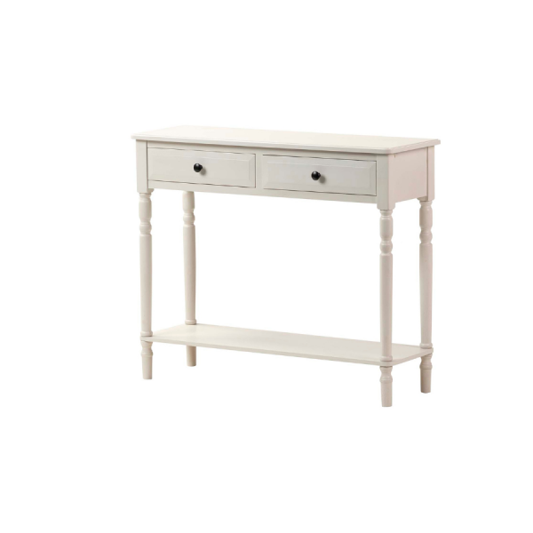 Consola de Madera Blanca con Cajones – Estilo Clásico Renovado Dale un toque elegante y funcional a tu entrada, salón o pasillo con esta consola de madera en acabado blanco. Con un diseño de líneas limpias y patas torneadas, combina el encanto del estilo clásico con la frescura de los interiores modernos.