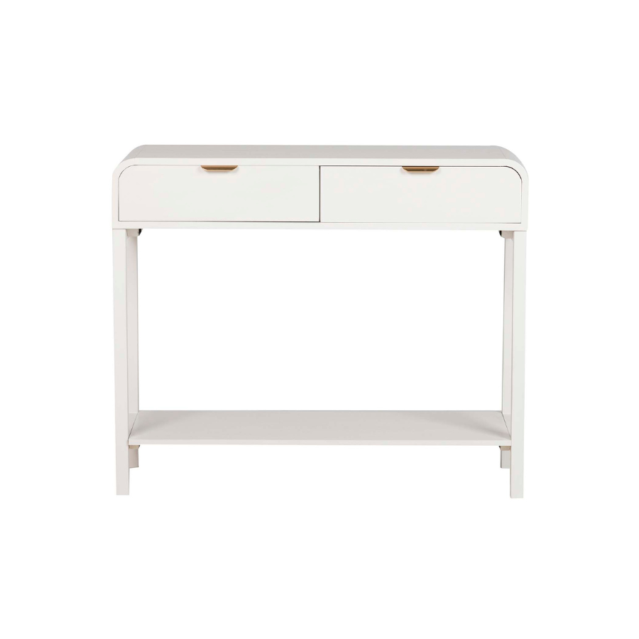 Consola de pino blanco/dorado