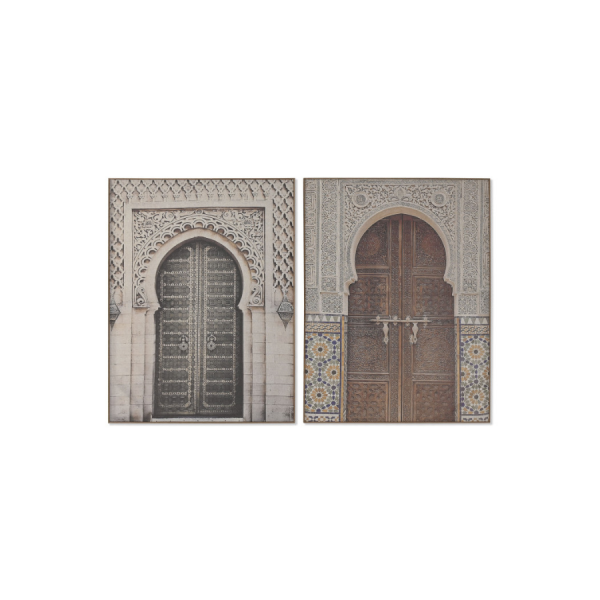 SET 2 Cuadros Puerta Árabe 60x3x80 cm – Lino y Madera de Abeto Evoca la belleza de la arquitectura árabe tradicional con estos cuadros decorativos que representan majestuosas puertas ornamentadas.