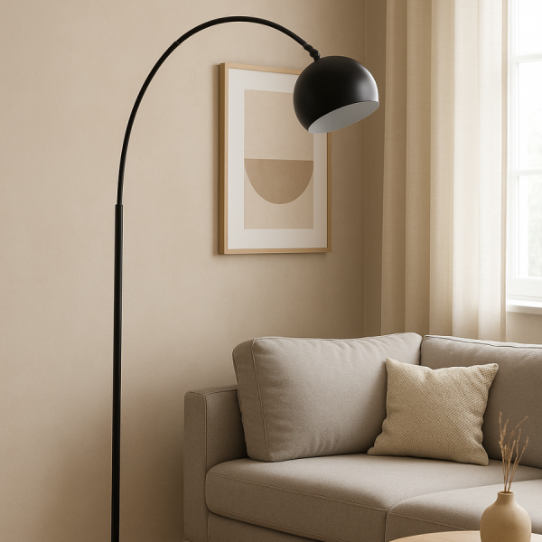 LAMPARA PIE METAL MARMOL 36X110X195 NEGRO. la casa de carmen