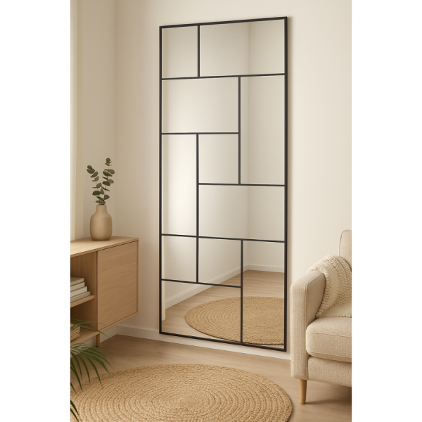 ESPEJO HIERRO CRISTAL 90X2X180 NEGRO. la casa de carmen