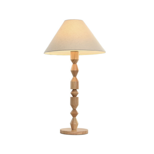 Lámpara de Sobremesa de Hevea 40x40x72 cm – Diseño Geométrico Natural Aporta calidez y estilo a cualquier rincón con esta lámpara de sobremesa elaborada en madera de hevea natural.