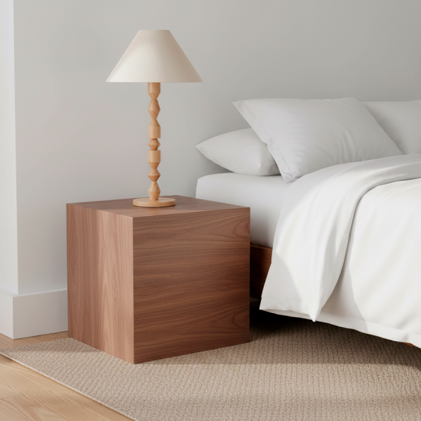 Lámpara de Sobremesa de Hevea 40x40x72 cm – Diseño Geométrico Natural Aporta calidez y estilo a cualquier rincón con esta lámpara de sobremesa elaborada en madera de hevea natural.