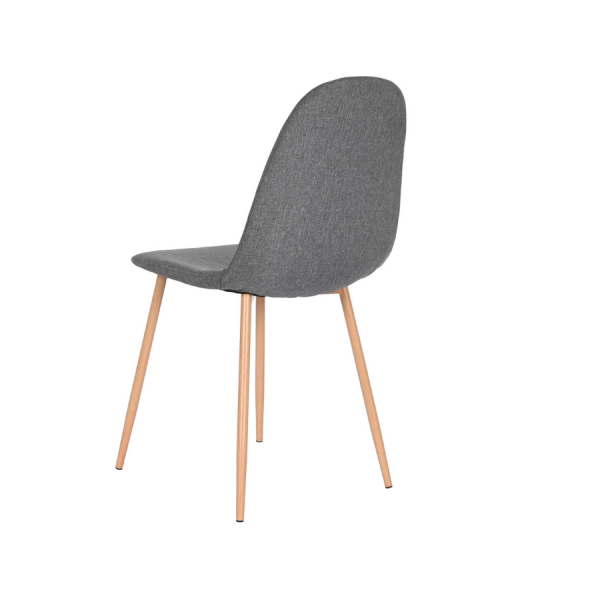 Silla de comedor tapizada en gris oscuro con patas efecto madera