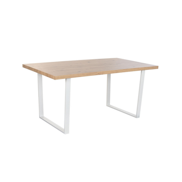 MESA DE COMEDOR NÓRDICA 160x90 cm – Roble Natural y Hierro Blanco