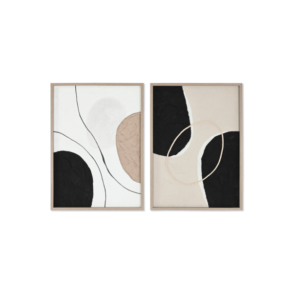 Set de cuadros abstractos en tonos beige, negro y blanco con textura, estilo minimalista moderno para salón.