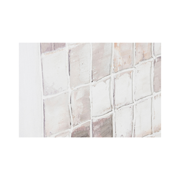 Cuadro abstracto cuadrado en tonos beige, gris y blanco con textura en relieve, estilo moderno y minimalista.