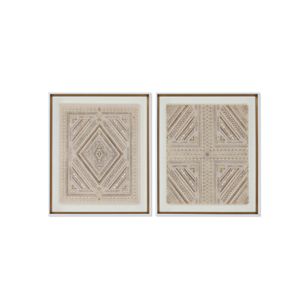Dale un toque natural y elegante a tu hogar con este set de 2 cuadros de lienzo de yute en relieve 3D (50x3,8x60 cm). Su diseño geométrico artesanal con tonos beige y dorados combina a la perfección con estilos boho, nórdico o rústico. Ideales para decorar el salón, dormitorio o recibidor, aportando calidez y personalidad a cualquier espacio.