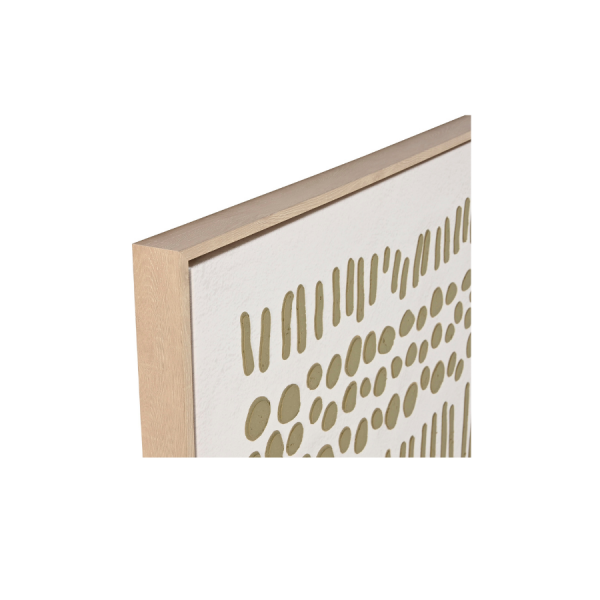 Cuadro abstracto en tonos beige con diseño en relieve de formas lineales. Una pieza decorativa minimalista y elegante que aporta calidez y estilo natural al hogar.