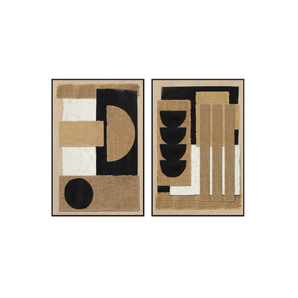 Set 2 Cuadros Modernos Lienzo PS 83x4,5x123 cm Aporta carácter y elegancia a tus paredes con este set de 2 cuadros modernos elaborados sobre lienzo con texturas naturales y diseño geométrico.