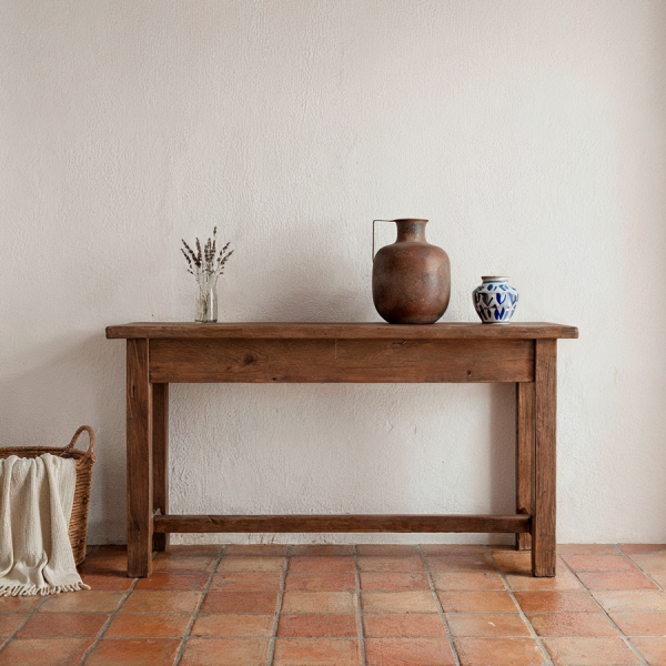 recibidor con Jarrón metal envejecido marrón 29x29x41,5 cm Añade un toque de encanto rústico y carácter artesanal a tu hogar con este elegante jarrón de metal acabado envejecido en tono marrón.