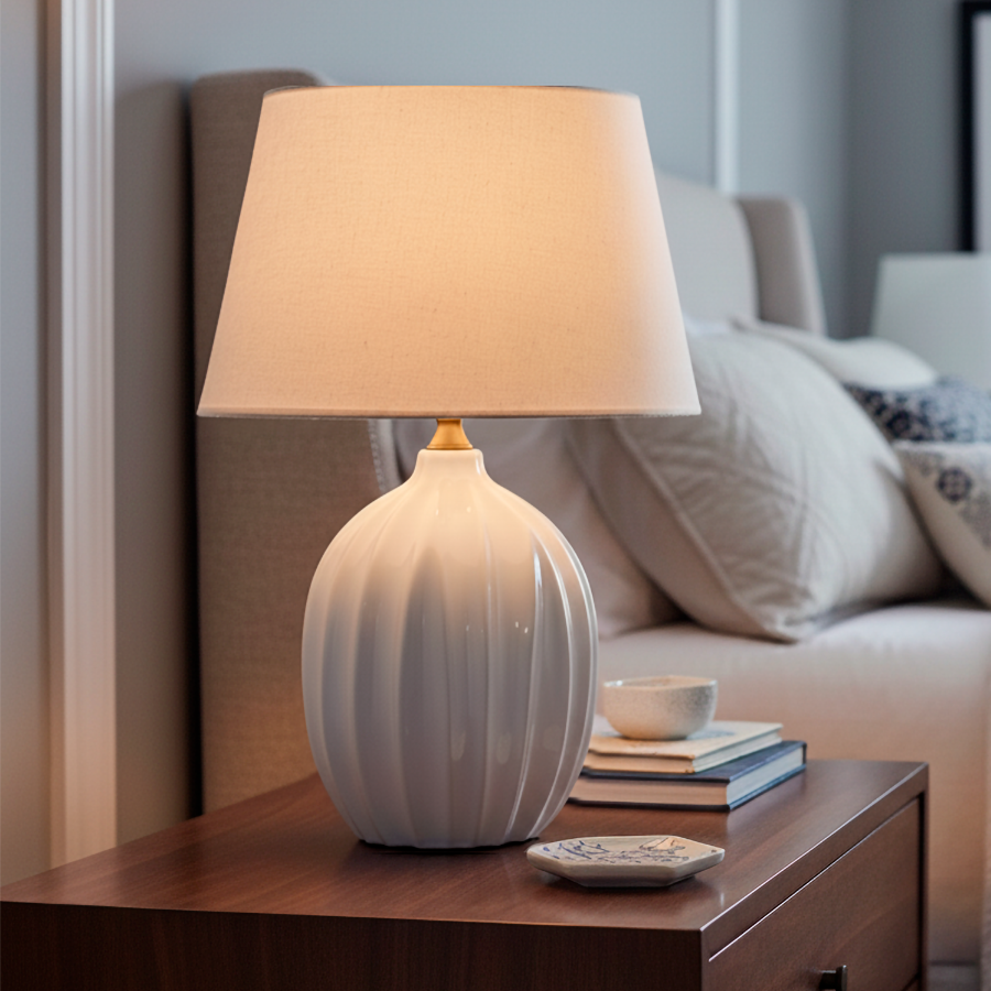 Lámpara de Porcelana y Algodón