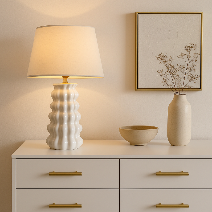 Lámpara de Porcelana y Algodón