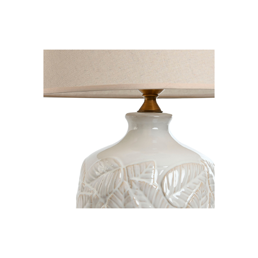 Lámpara de Porcelana y Algodón Hojas