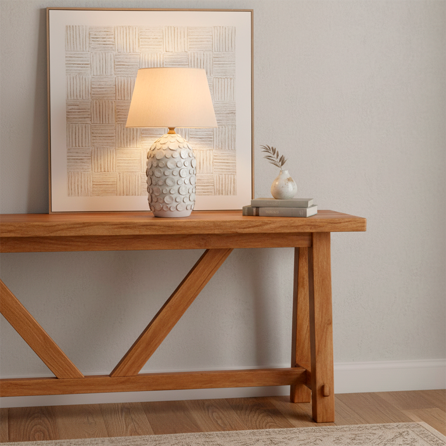 Lámpara Porcelana Lino Relieve