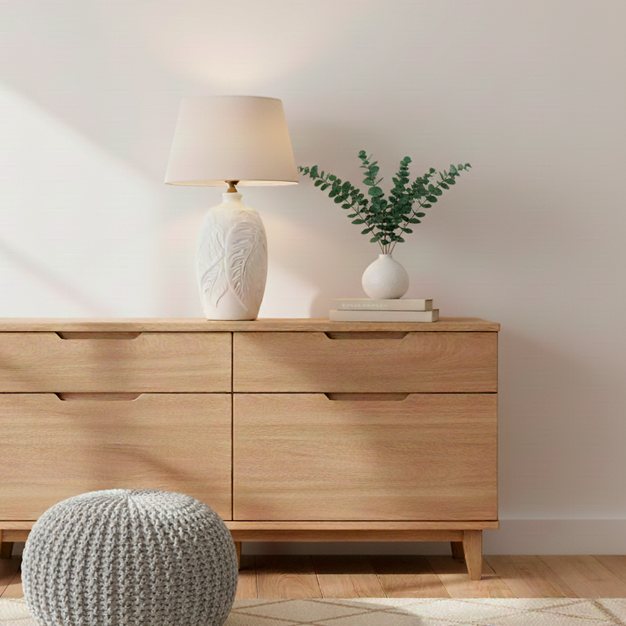 Lámpara Porcelana Lino Hojas