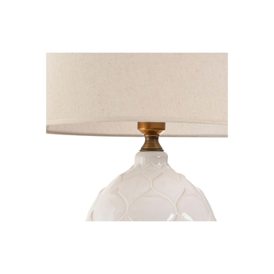 Lámpara Porcelana y Lino Blanca