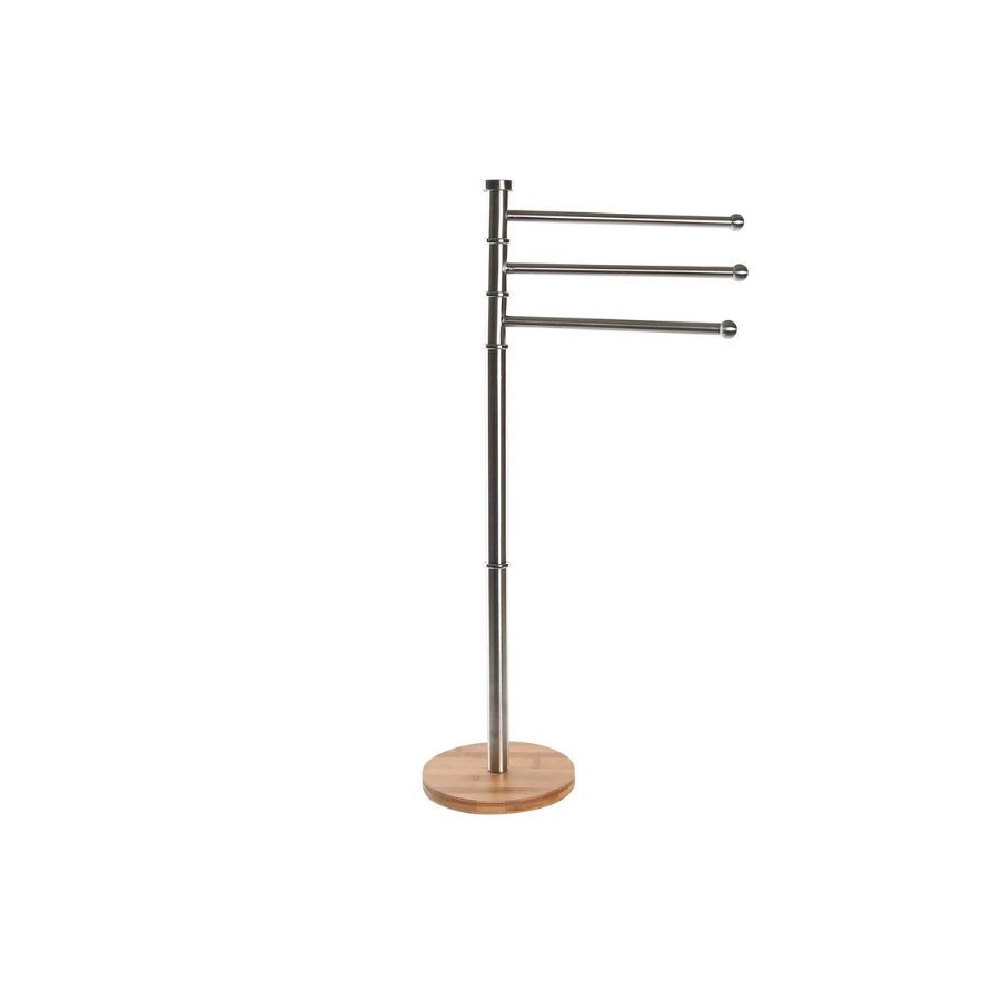 Toallero Pie Bambú e Inox Plateado