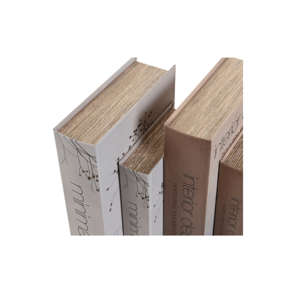 Caja libros set 2 “Minimalist” MDF 21×7×30 cm Set decorativo de dos cajas con diseño de libros en tonos neutros y estilo minimalista. Fabricadas en MDF con acabado mate, son perfectas para dar un toque elegante y moderno a cualquier estancia. Ideales para colocar sobre aparadores, estanterías o mesas auxiliares, aportando orden y estilo a tu decoración. Se abren como cajas, ofreciendo un práctico espacio de almacenaje oculto para guardar pequeños objetos.
