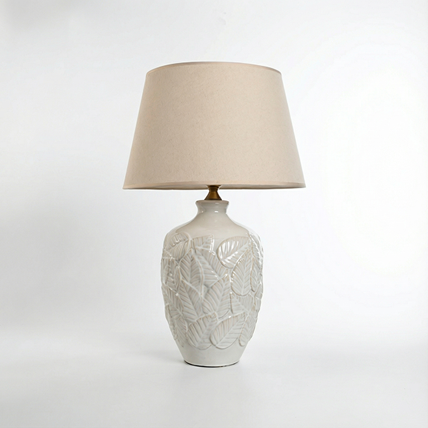 Lámpara porcelana floral lino