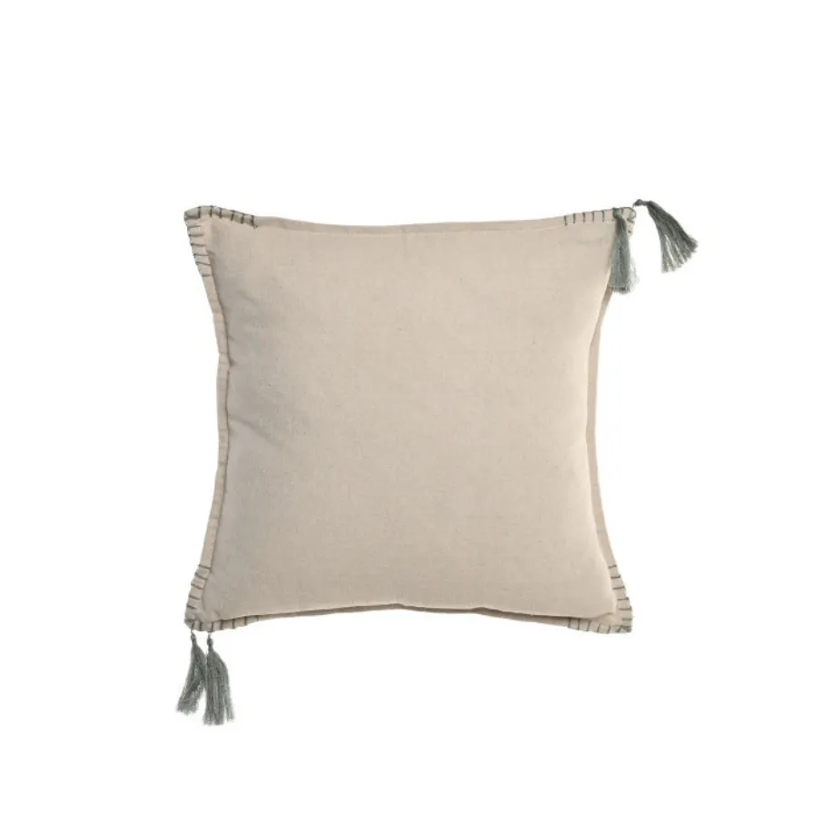 Cojín Algodón + Yute Borlas 45 x 45