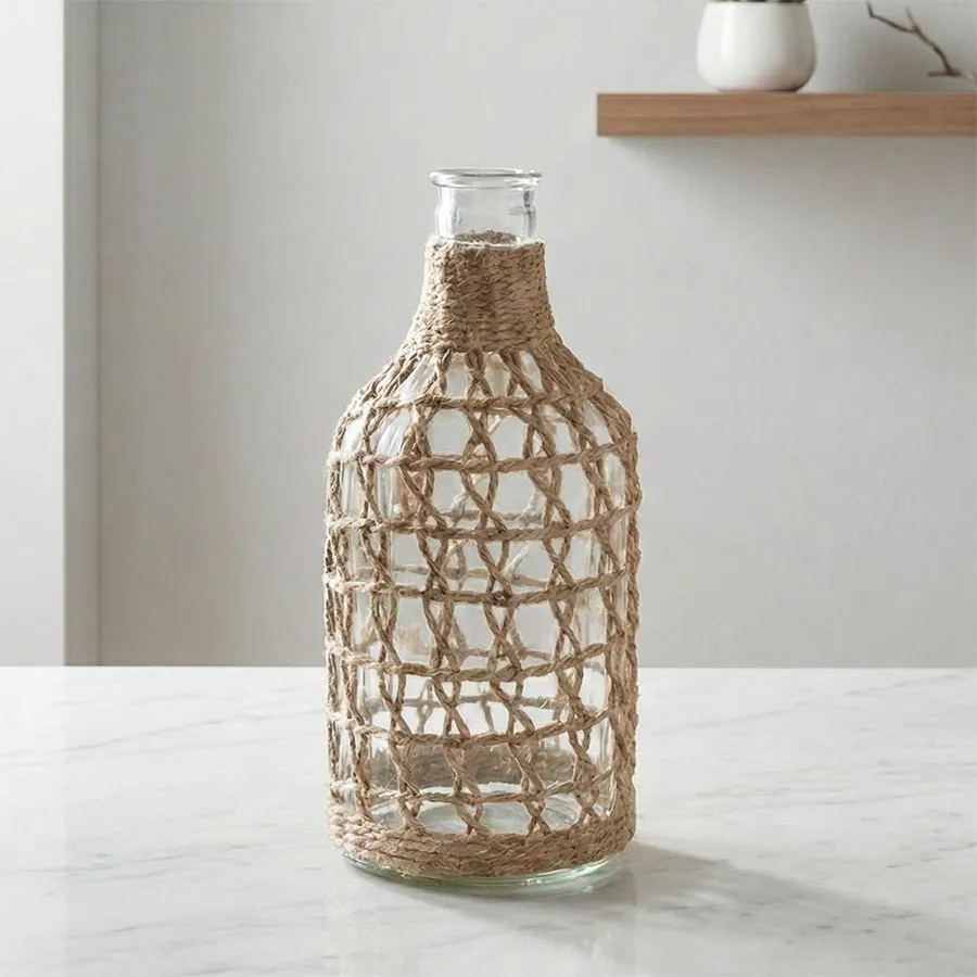 Jarrón Cristal Mimbre