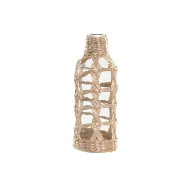Jarrón de Cristal con Fibra Natural