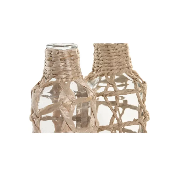 Jarrón de Cristal con Fibra Natural