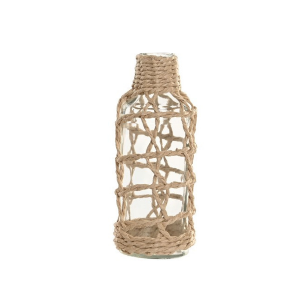 Jarrón de Cristal con Fibra Natural