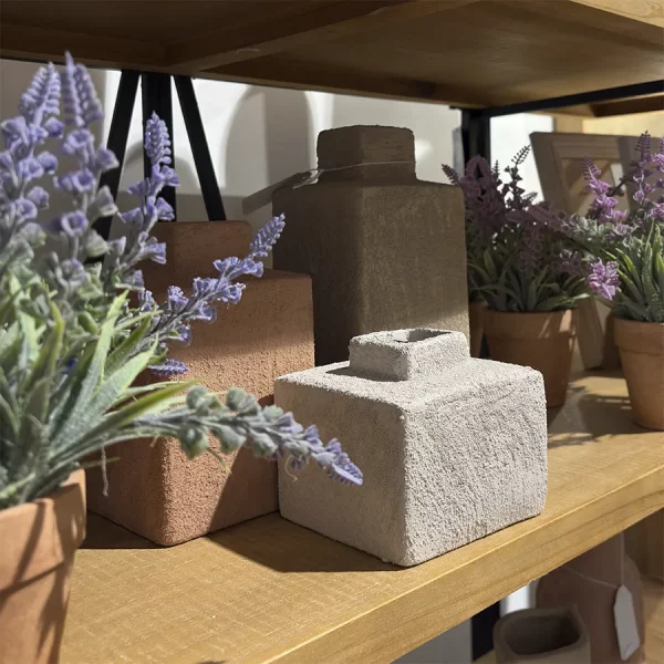 Set de 3 Jarrones de Gres Rugoso Multicolor Medidas: 10 × 10 × 22,5 cm (pieza mayor)