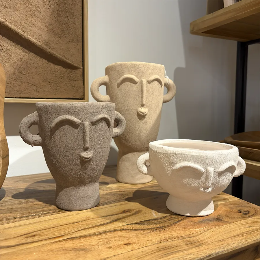 Jarrones Gres Caras Multicolor Set 3