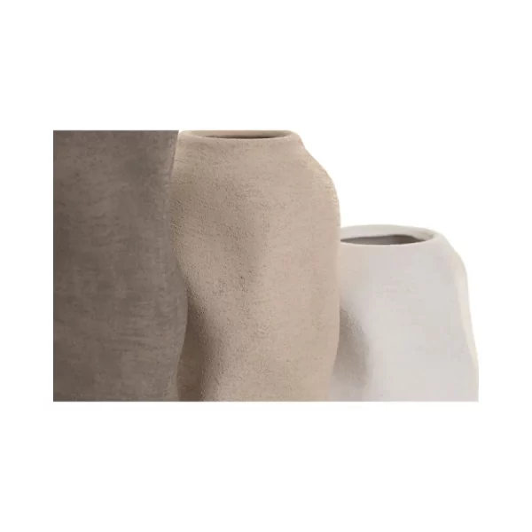 Set de 3 Jarrones de Gres Orgánico Rugoso Medidas: 9 × 9 × 24 cm (pieza mayor)