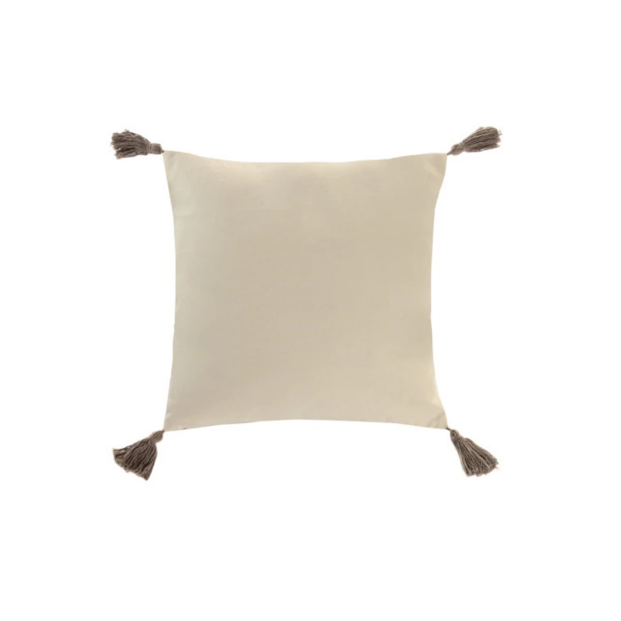 Cojín con Borlas Crudo 45 x 45
