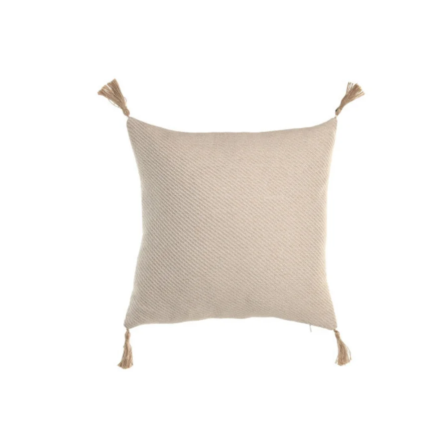 Cojín Algodón + Yute Borlas 45 x 45