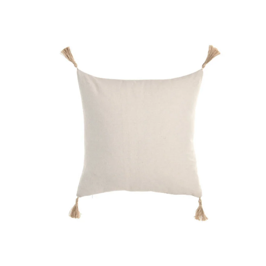 Cojín Algodón + Yute Borlas 45 x 45