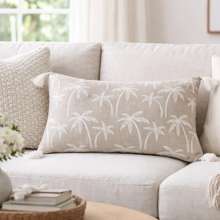 Cojín Palmeras Beige 50 x 30