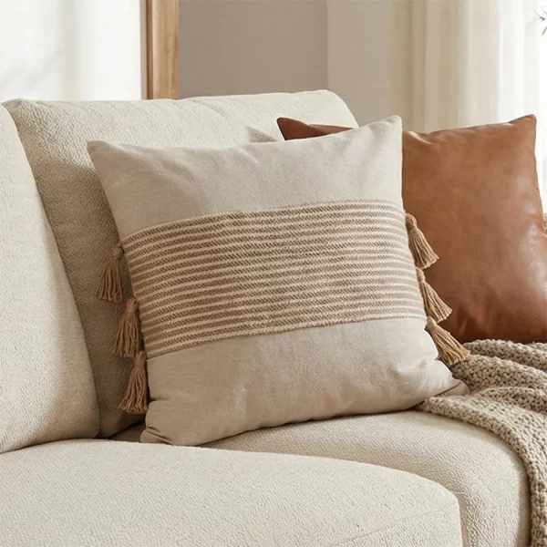 Cojín de Algodón y Yute Natural 45×45 cm