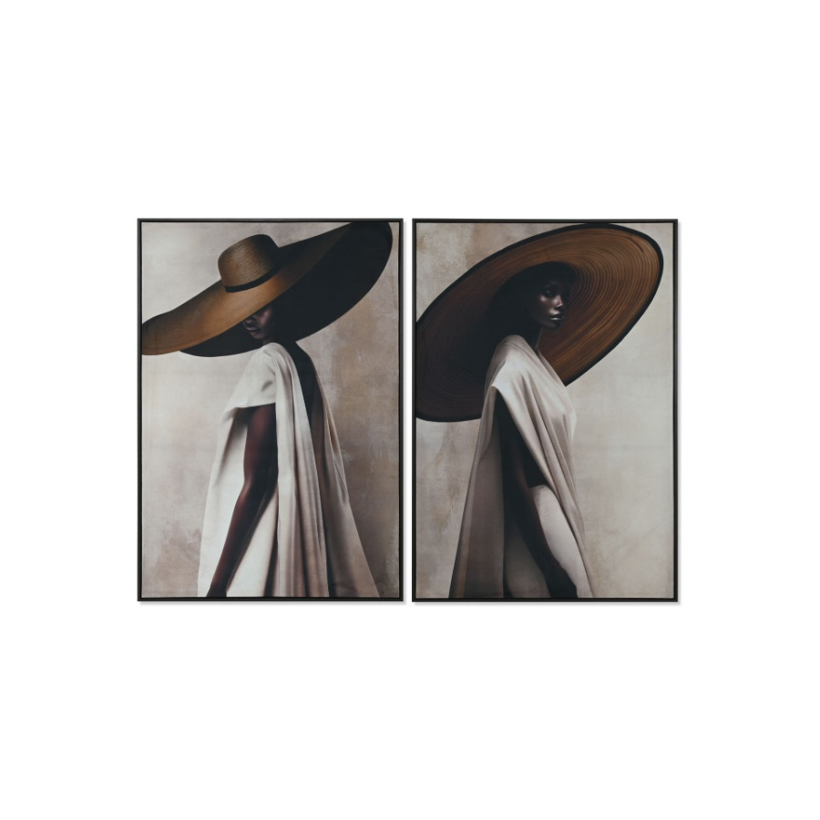 SET 2 CUADROS CHICAS SOMBRERO TERCIOPELO