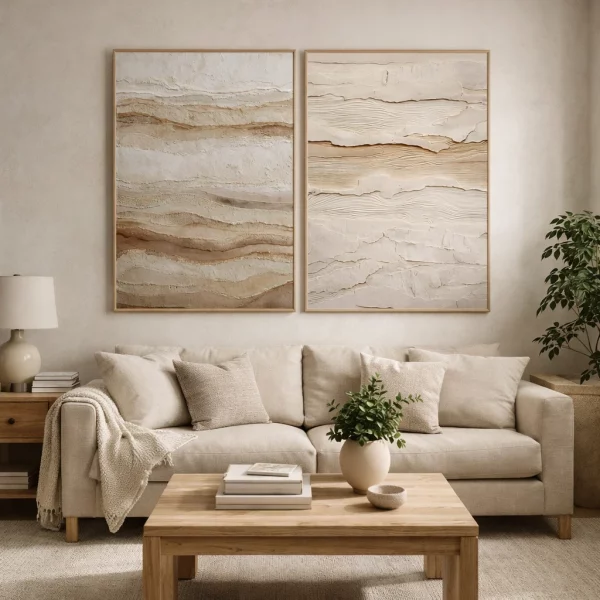 SET 2 CUADROS LIENZO PINO 103X4X143 PINTADO MANO