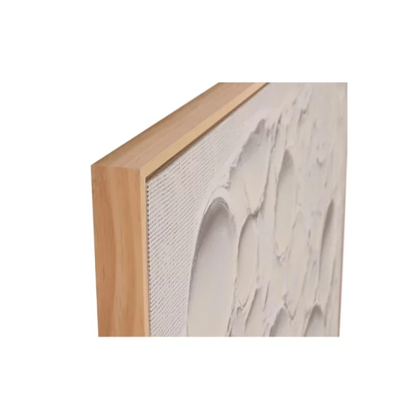 CUADRO LIENZO PINO 123 x 4 x 183 CM MODERNO PINTADO A MANO Este original cuadro decorativo en lienzo destaca por su diseño moderno en relieve que representa un rostro artístico formado por formas circulares y texturas. Su composición en tonos neutros crea una pieza elegante y contemporánea que aporta personalidad y sofisticación a cualquier espacio.