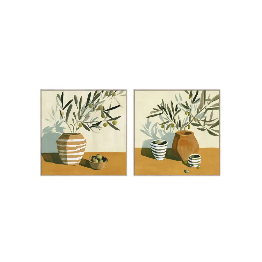 SET 2 CUADROS OLIVO JARRONES
