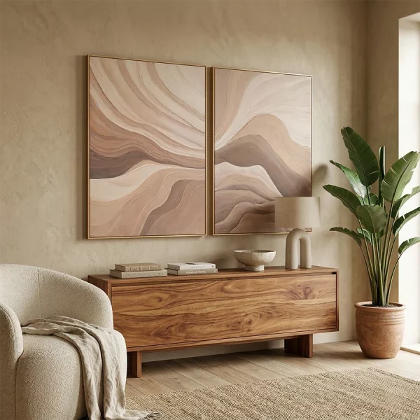 SET 2 CUADROS LIENZO PINO 103X4X143 PINTADO MANO