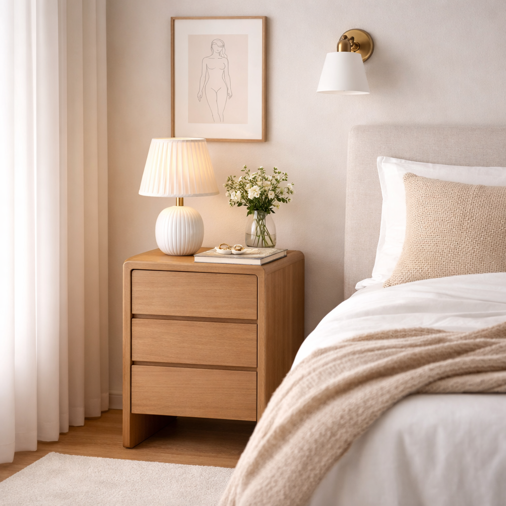 MESITA NOCHE PAULOWNIA 3 CAJONES