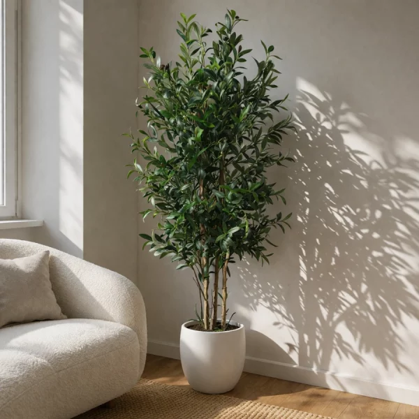 Olivo verde de hojas realistas. Planta artificial de La Casa de Carmen