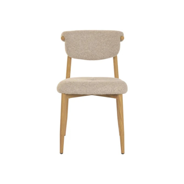 Pack de 2 sillas de comedor Siena Natural con tapizado beige y estructura met&aacute;lica &ndash; La Casa de Carmen