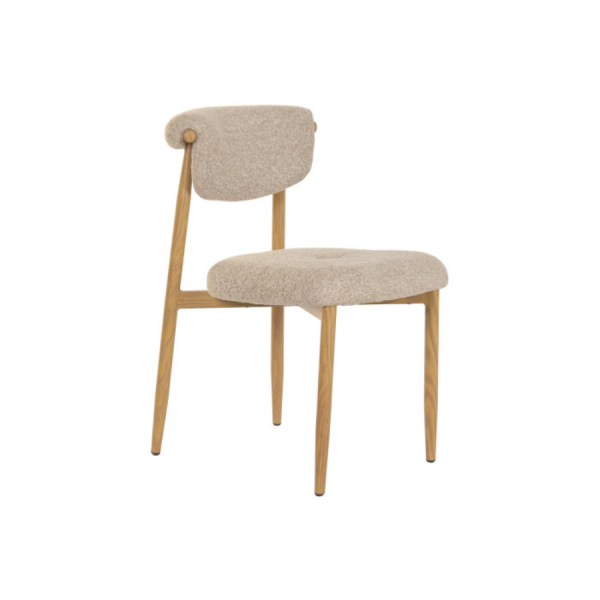 Pack de 2 sillas de comedor Siena Natural con tapizado beige y estructura met&aacute;lica &ndash; La Casa de Carmen