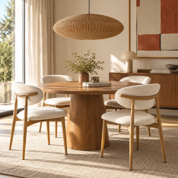 Pack de 2 sillas de comedor Oslo crudo con estructura efecto madera &ndash; La Casa de Carmen
